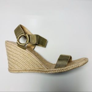 Ralph Lauren “Indigo” Gold Espadrille Wedge